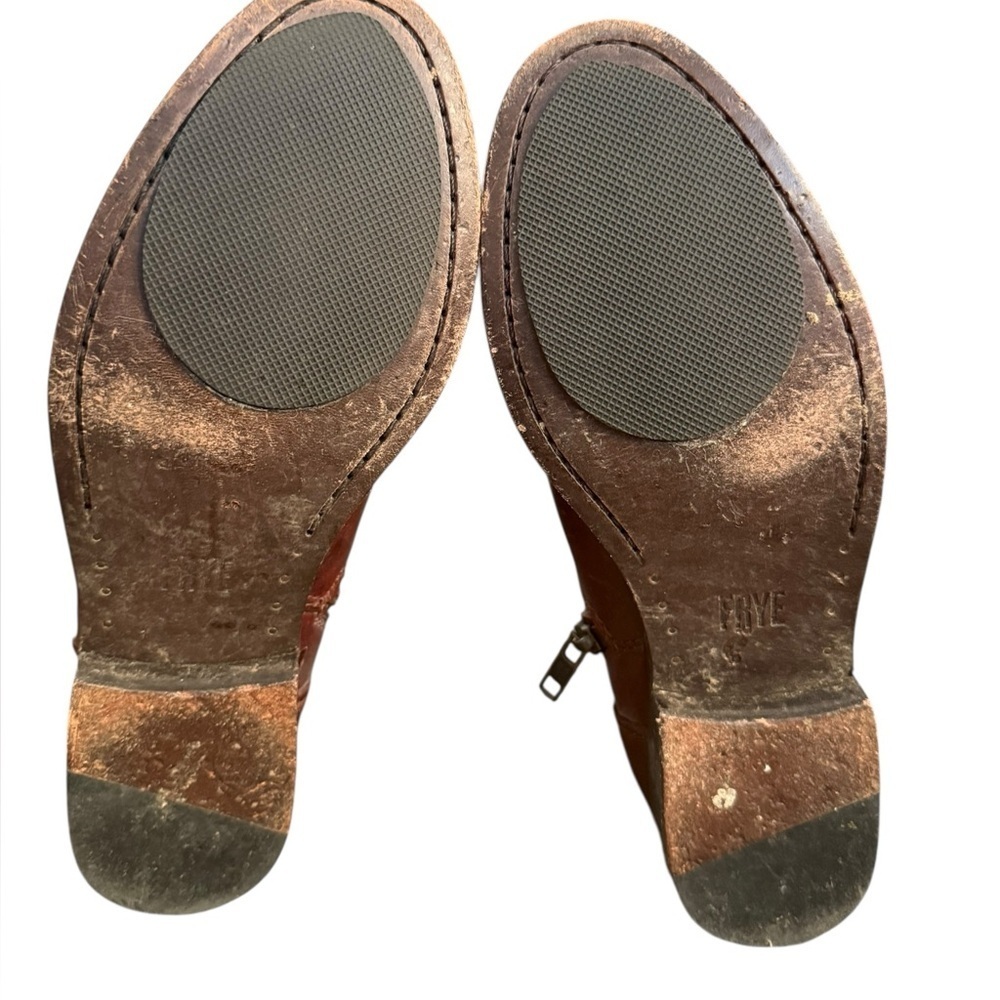 Frye Leather Ankle Boots Brown Harness Moto Booties Size 6 - Picture 6 of 13